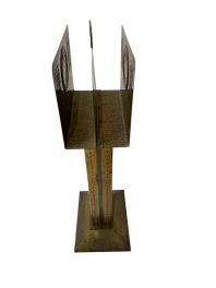 Vienna Secession Patinated Brass Magazine Rack, 1900s